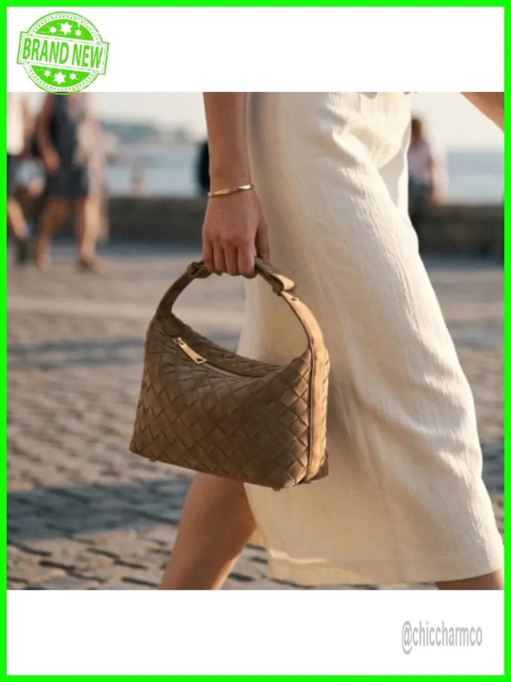 Hand-Woven Faux Suede Hobo Bag with Adjustable Strap